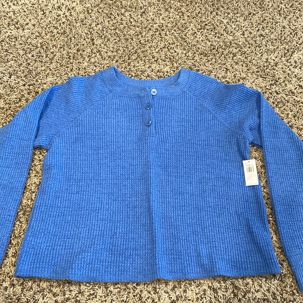 NWT Old Navy blue long sleeve shirt waffle texture size small